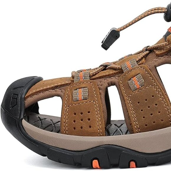 RUMDAX MEN'S LEATHER OUTDOOR CLOSED TOE SPORT SANDALS SIZE EU48-US 14 NWT - Picture 3 of 15